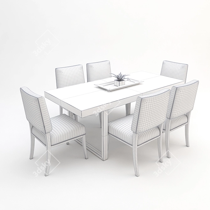 Transitional Denim Dining Set 3D model image 3