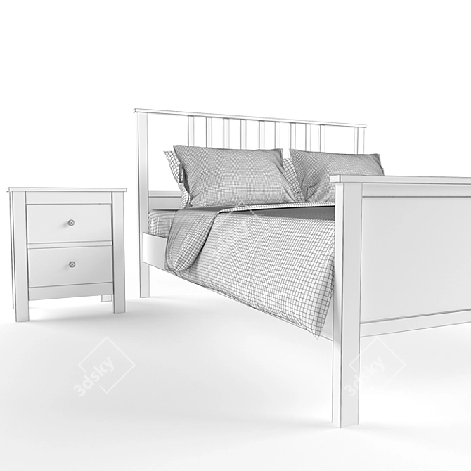 Ikea Hamnes Bed with Nightstands 3D model image 3