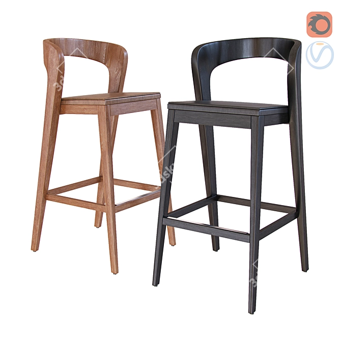 Elegant Sustainable Barstool by Alain 3D model image 1