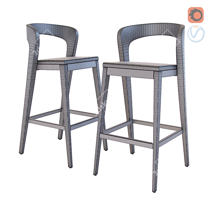 Elegant Sustainable Barstool by Alain 3D model image 2