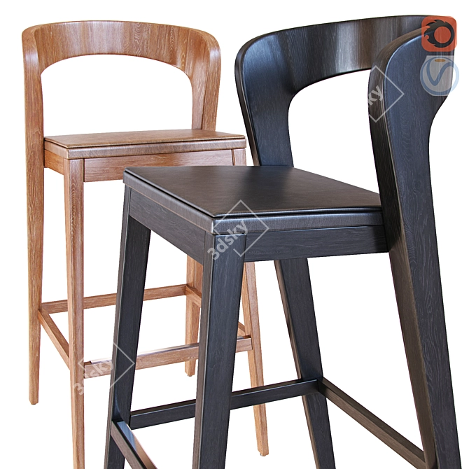 Elegant Sustainable Barstool by Alain 3D model image 3