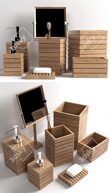 Elegant Bathroom Essentials Set 3D model image 2