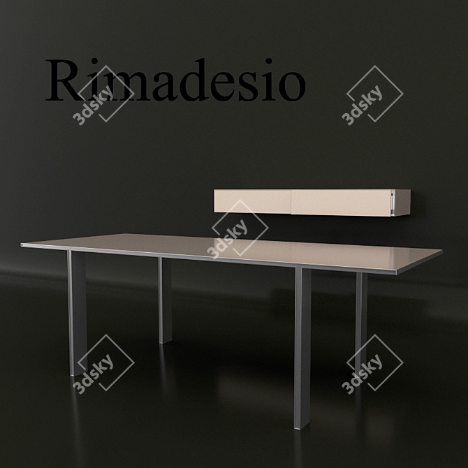 Elegant Corona Rend Table & Suspended Sideboard - Rimadesio 3D model image 1