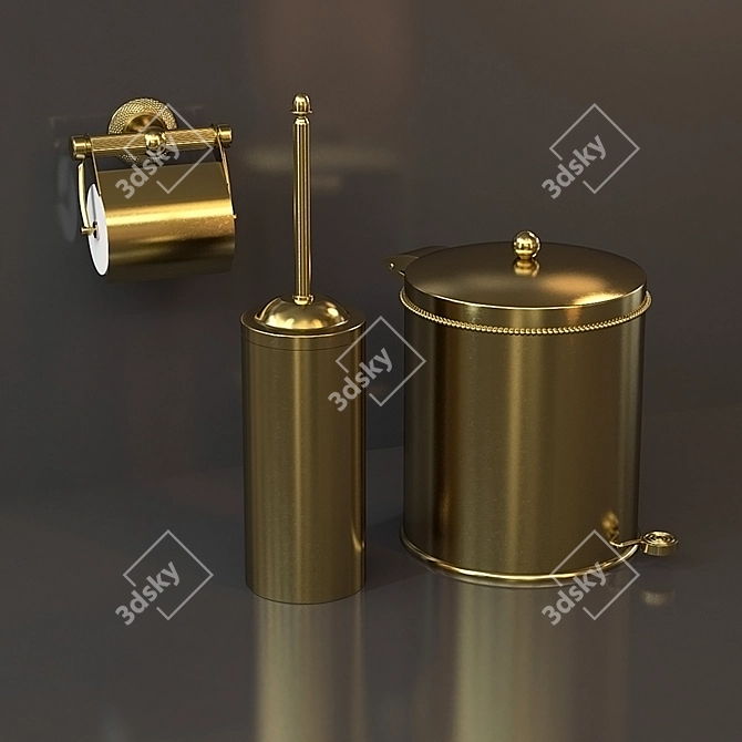 Luxury Bathroom Set in Gold Finish with Cristal et Bronze 3D model image 1