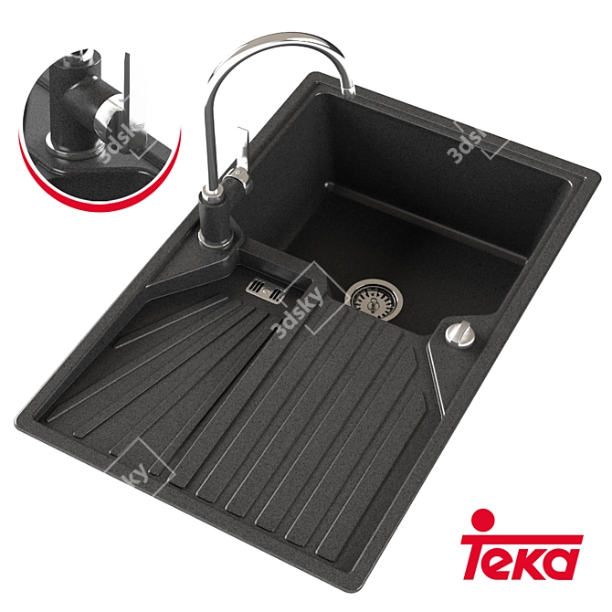 Teka Cascad 45B TG Sink & Teka IN 995 TG Mixer Set 3D model image 2