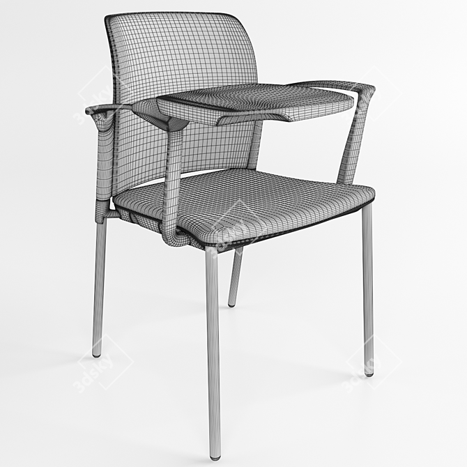 Student Chair with Armrest and Desk 3D model image 3