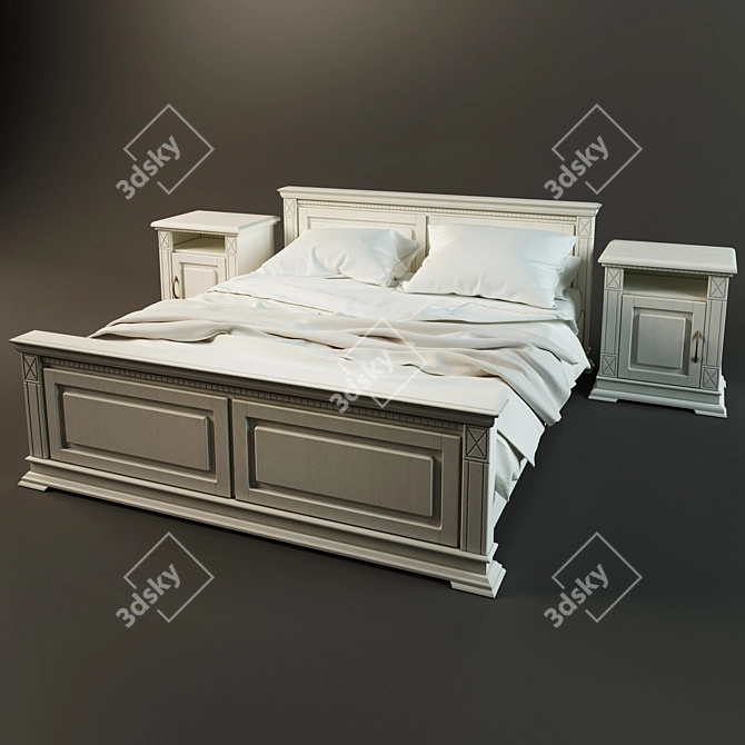 Modern Belfan Bed Set 3D model image 1