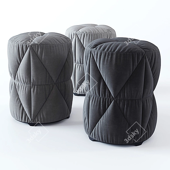 Versatile 3-Style Cylinder Pouf 3D model image 1