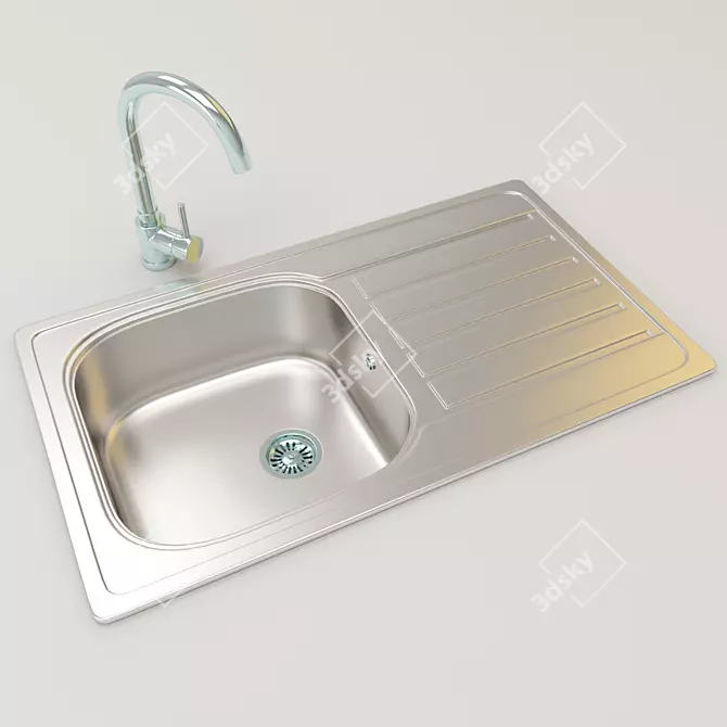 Sleek Stainless Steel Sink 3D model image 1