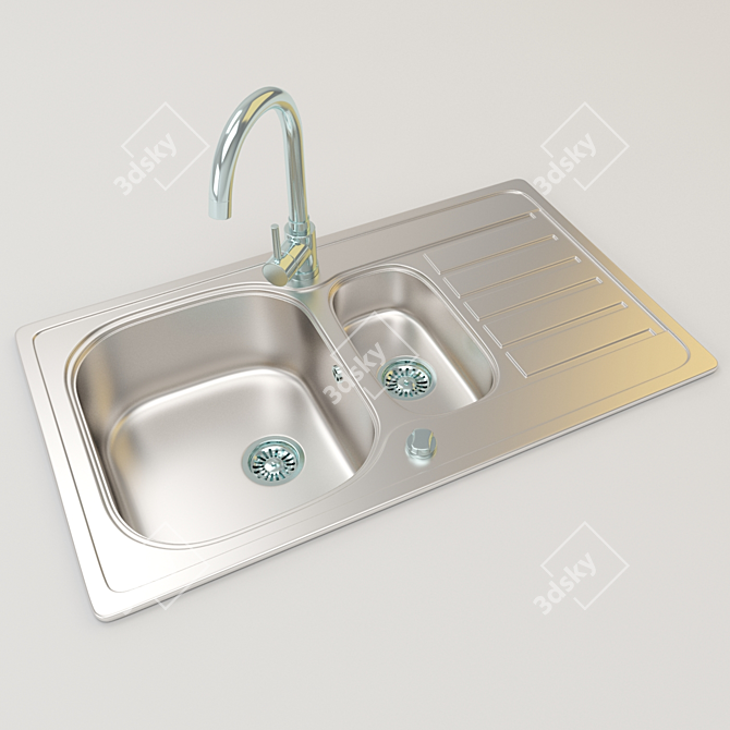 Stainless Steel Sink: Versatile & Durable 3D model image 1