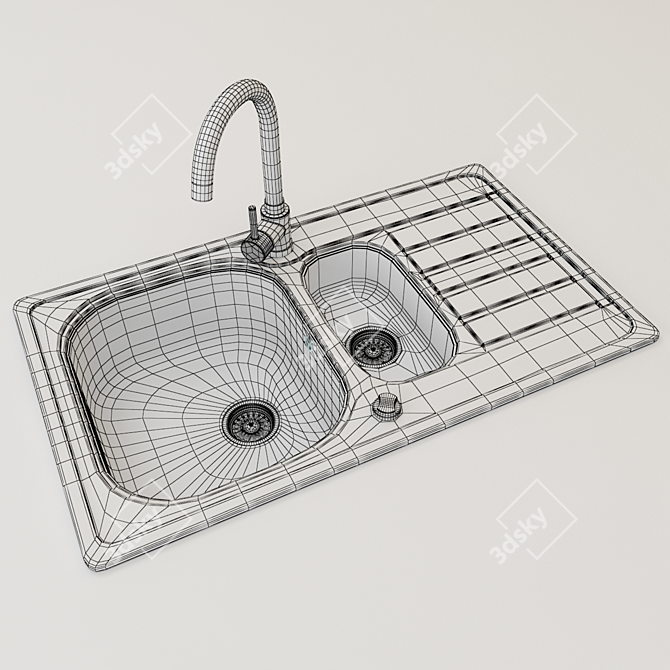 Stainless Steel Sink: Versatile & Durable 3D model image 2