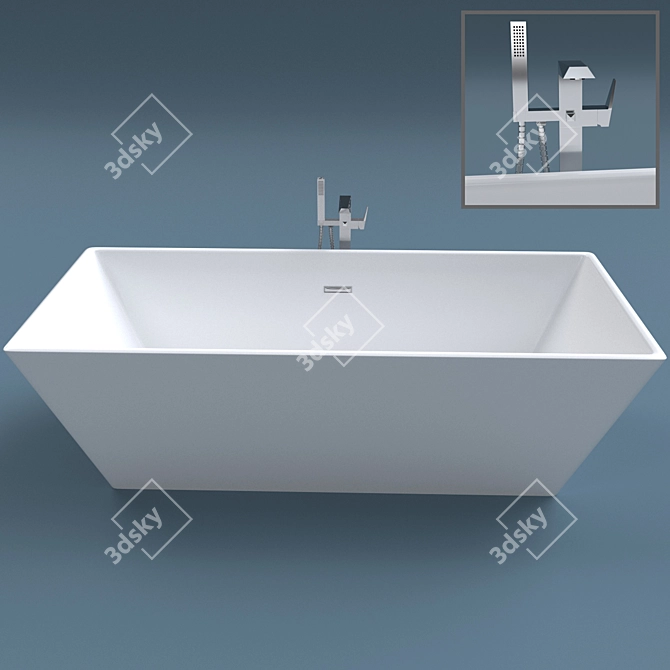 Ravak Freedoom R Acrylic Bath & FM 081.00 Mixer 3D model image 2