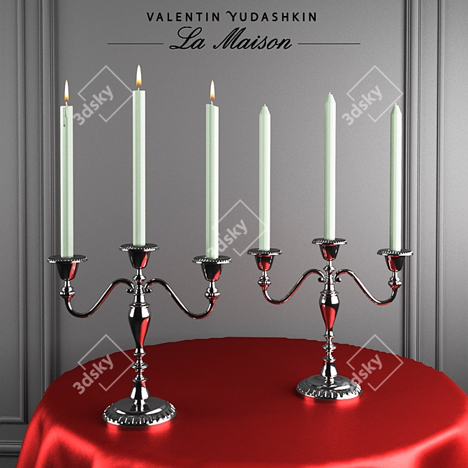 Rustic Elegance: Vintage Silver Candlestick 3D model image 1
