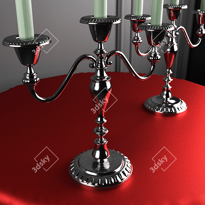 Rustic Elegance: Vintage Silver Candlestick 3D model image 2