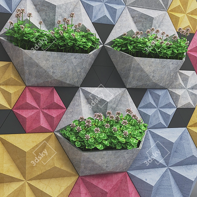 Modern Planter Wall Panel 3D model image 2