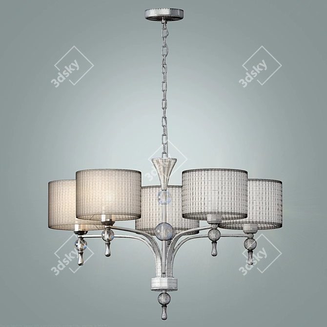 Modern White Fabric Chandelier 3D model image 3