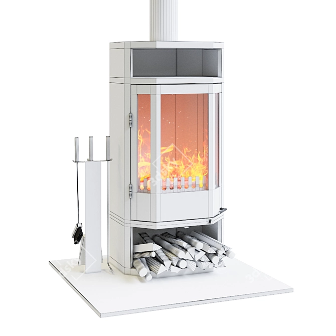Modern Efficient RHINE-burning Stove 3D model image 2