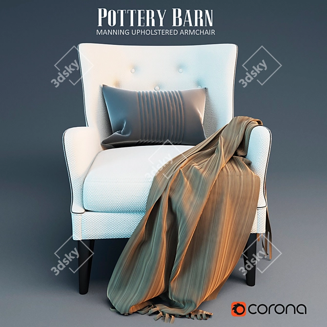 Cozy and Chic Manning Armchair 3D model image 2