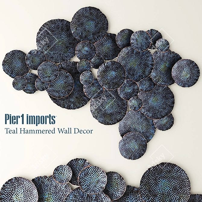 Teal Hammered Wall Art 3D model image 1