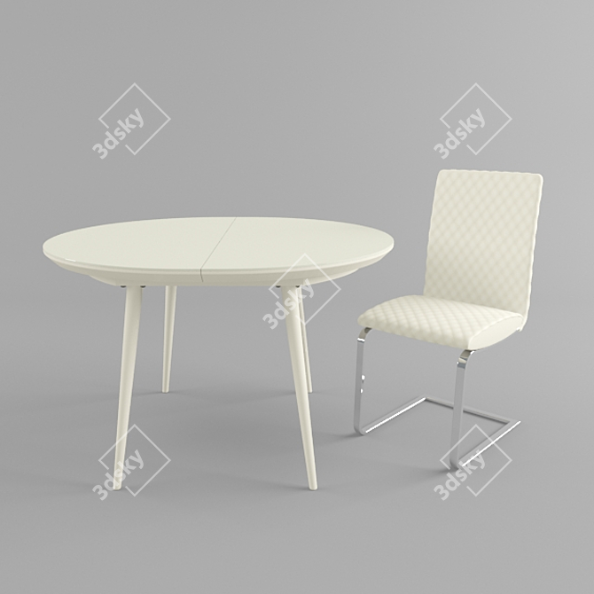  Disco Square Chair and Table Set 3D model image 1