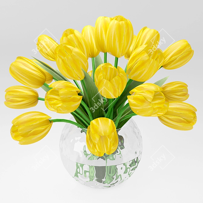 Sunny Tulip Bouquet 3D model image 2