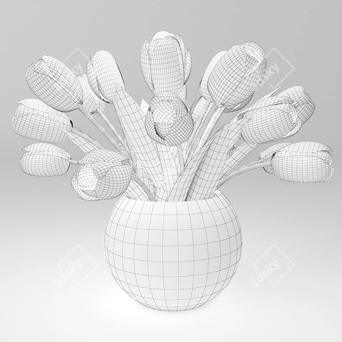 Sunny Tulip Bouquet 3D model image 3