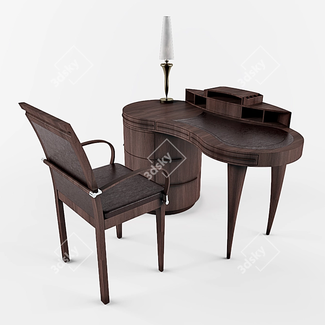 Elegant Elips Study Desk 3D model image 1