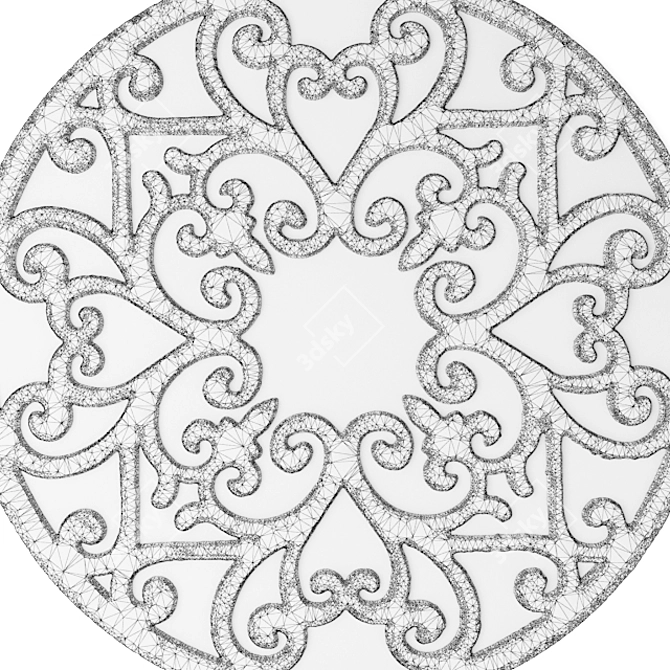 Teal Carved Scroll Mirror: Elegant Wall Decor 3D model image 3