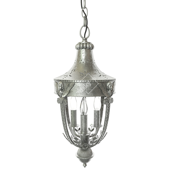 Vintage Silver Pendant Chandelier 3D model image 1