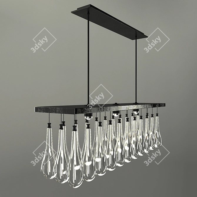 Elegant Bronze Leaf Chandelier 3D model image 1