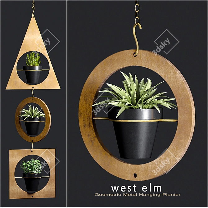 Modern Geometric Metal Planter 3D model image 1