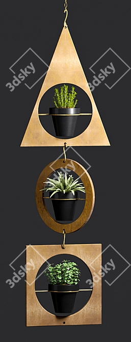 Modern Geometric Metal Planter 3D model image 3