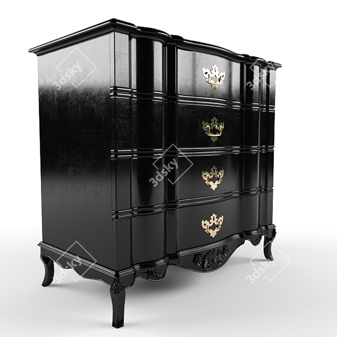 Bohemian Black Oak Chest: Eichholtz Commode 3D model image 1