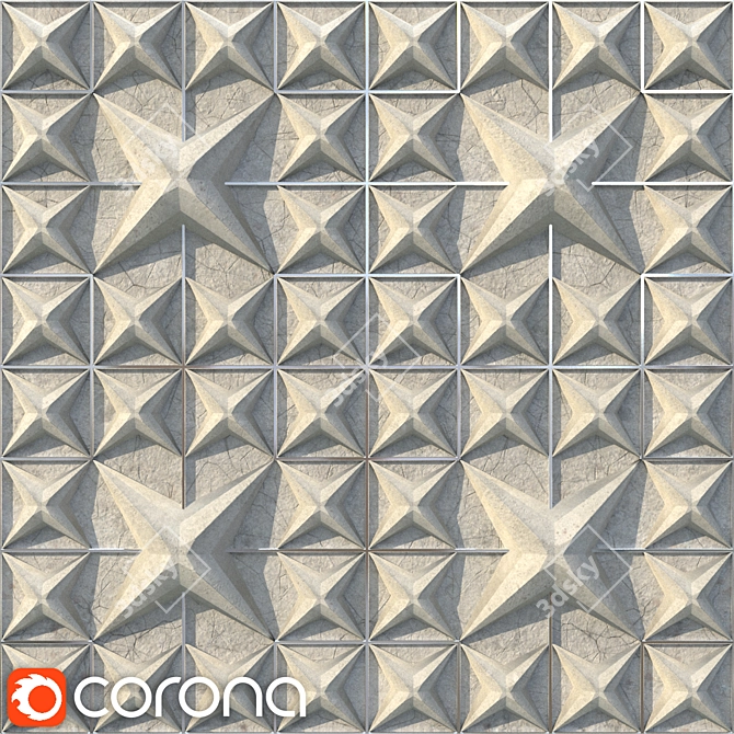 Concrete Star Decor Panel 3D model image 1