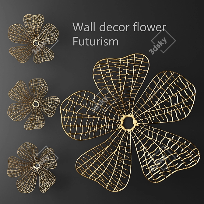 Futuristic Floral Wall Panel 3D model image 1