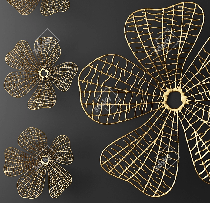 Futuristic Floral Wall Panel 3D model image 2