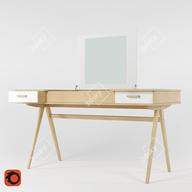 Modern White Stroller Desk 3D model image 2