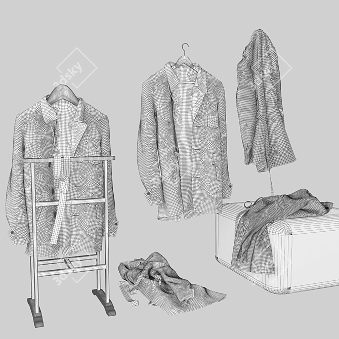 Modern Men's Overcoat Set 3D model image 3