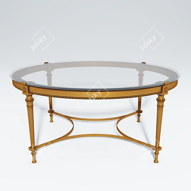 Neoclassical French Brass Coffee Table 3D model image 1