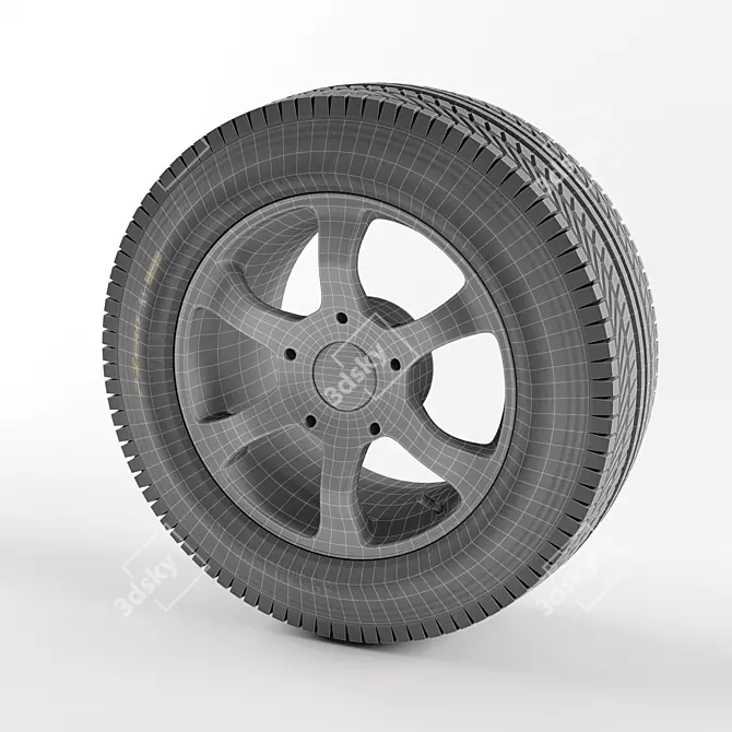 15in Wheel for Cars | All-Season Tire 3D model image 2