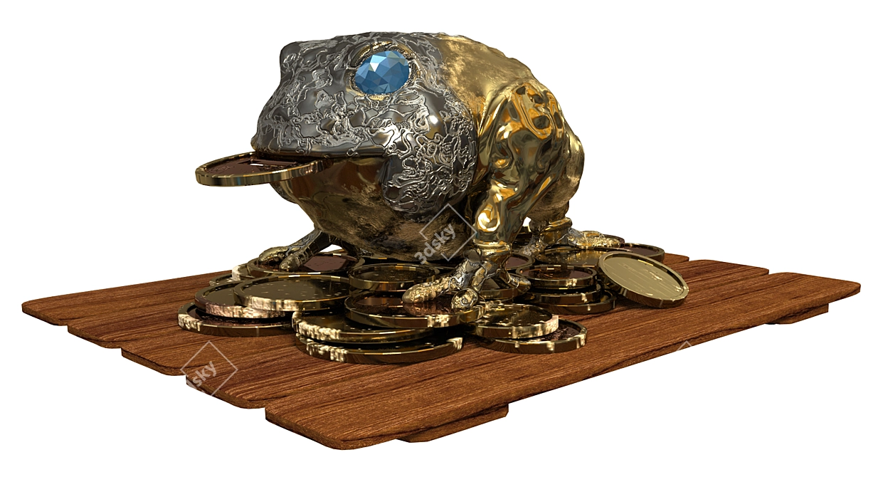 Fortune Frog with Coin - Wealth and Prosperity Feng Shui 3D model image 2