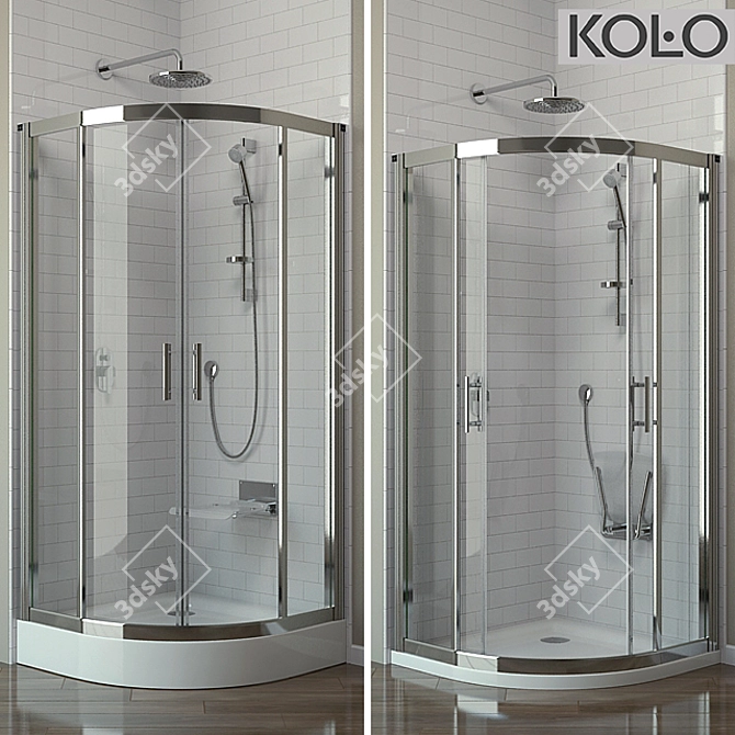 Semi-circular Shower Enclosure Bundle 3D model image 1