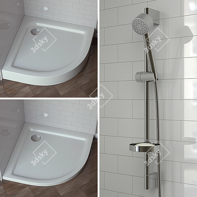 Semi-circular Shower Enclosure Bundle 3D model image 2