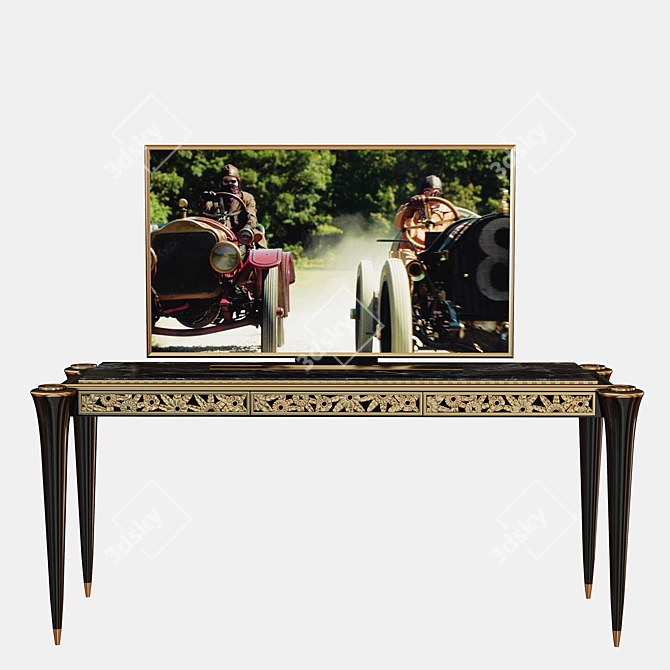 Elegant TV Table with Art Deco Design 3D model image 2