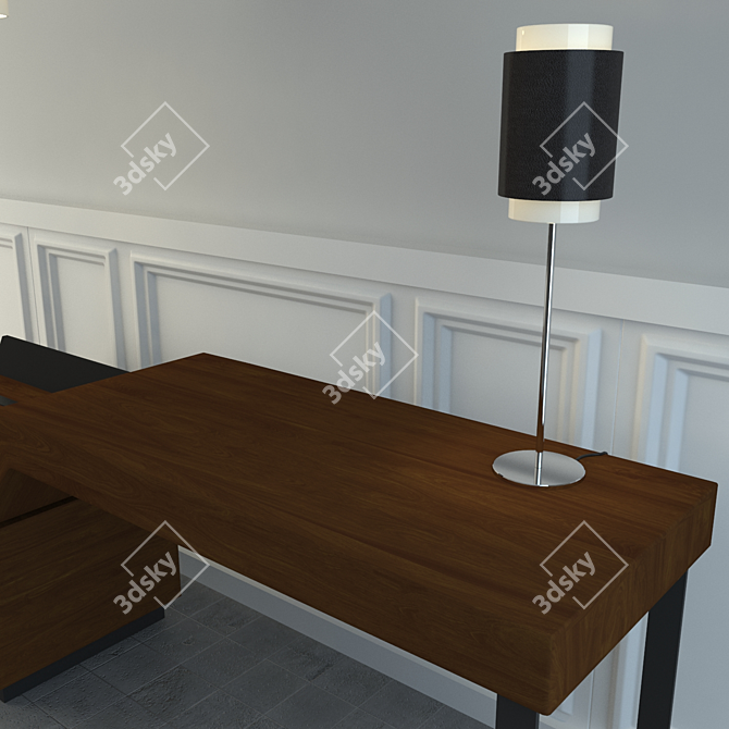 Hotel Desk Set with Lamps 3D model image 2