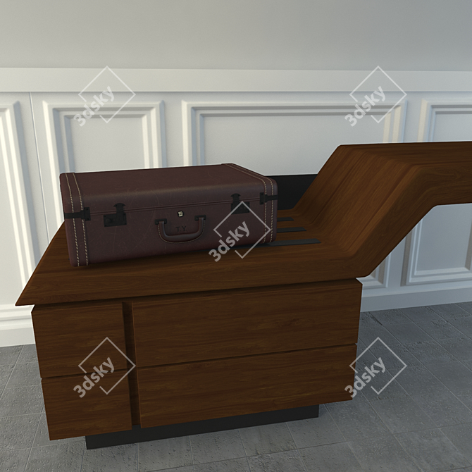 Hotel Desk Set with Lamps 3D model image 3