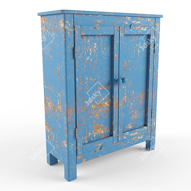 Retro Blue Dresser 3D model image 1