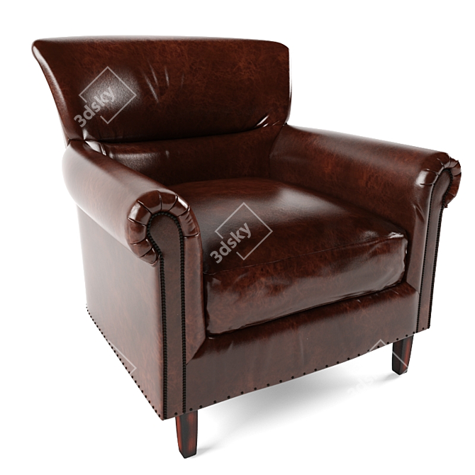 Retro Leather Lounge Chair 3D model image 1