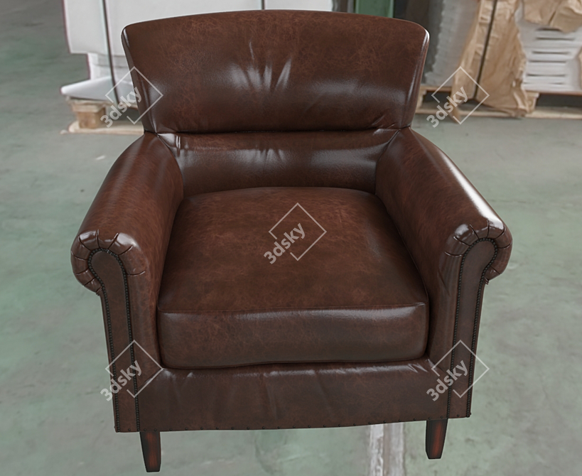 Retro Leather Lounge Chair 3D model image 3