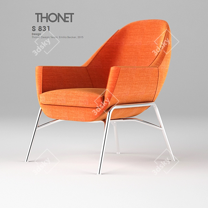 Modern Classic Armchair: Thonet S 831 3D model image 1